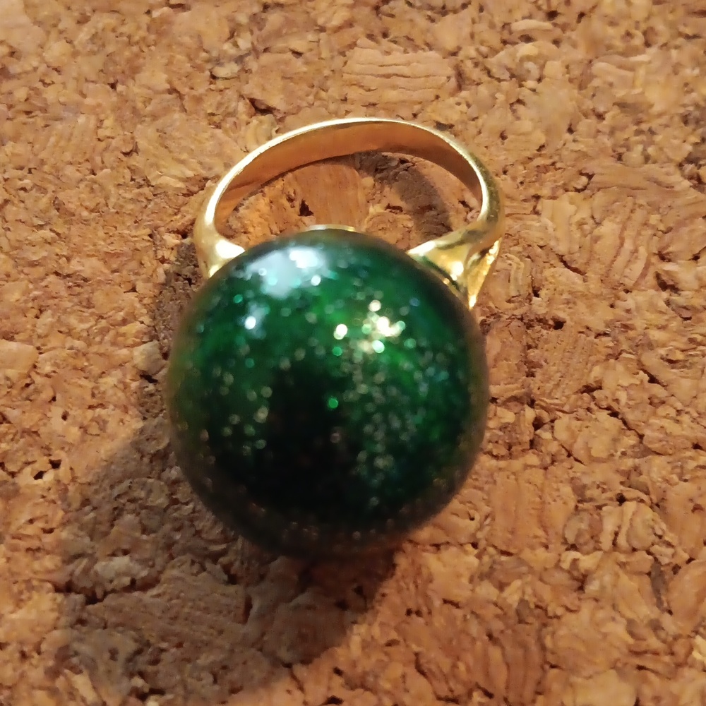 Source Unknown Green Statement Ring With Sparklin… - image 5